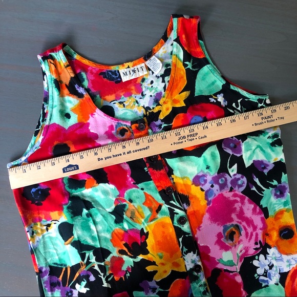 Vintage Mix It Funky Floral Colorful Dress Medium - Picture 5 of 7